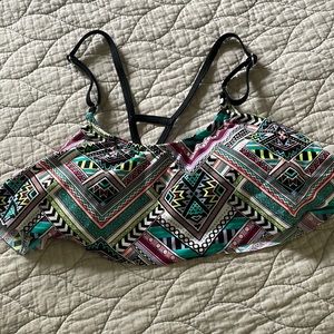 Neon flowy aztec print bikini top